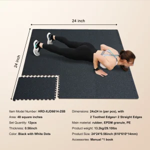 0.56 Inch Tiles: Rubber Top with EVA Foam Thick Floor Mats